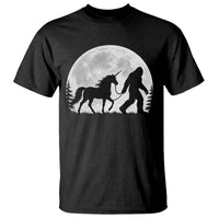 Bigfoot Walking Unicorn T Shirt Full Moon Sasquatch Fantasy Forest Silhouette