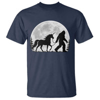 Bigfoot Walking Unicorn T Shirt Full Moon Sasquatch Fantasy Forest Silhouette