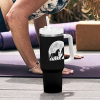 Bigfoot Walking Unicorn Tumbler With Handle Full Moon Sasquatch Fantasy Forest Silhouette