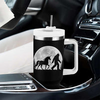 Bigfoot Walking Unicorn Tumbler With Handle Full Moon Sasquatch Fantasy Forest Silhouette