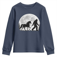 Bigfoot Walking Unicorn Youth Sweatshirt Full Moon Sasquatch Fantasy Forest Silhouette