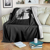 Bigfoot Boop Unicorn Throw Blanket Funny Sasquatch Full Moon Fantasy Forest Silhouette