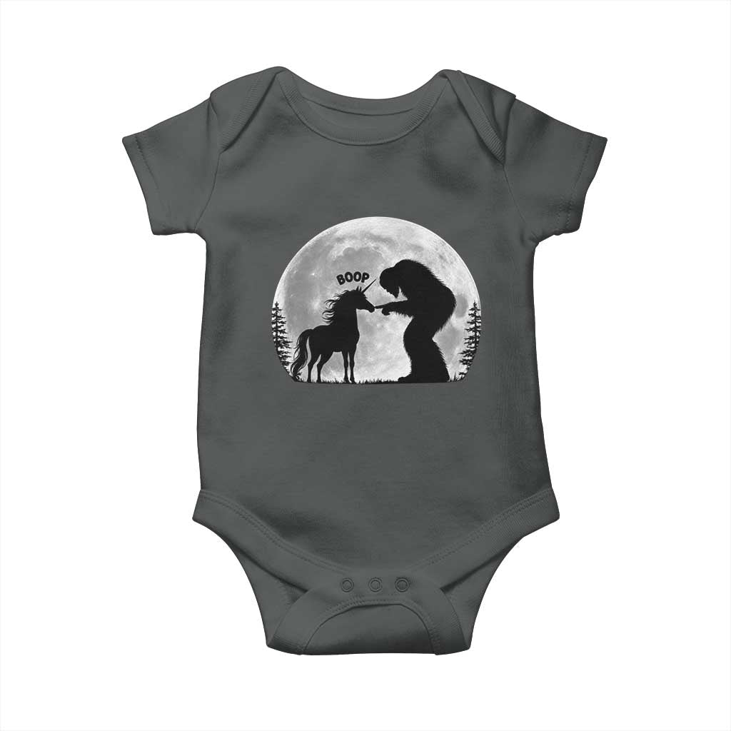 Bigfoot Boop Unicorn Baby Onesie Funny Sasquatch Full Moon Fantasy Forest Silhouette