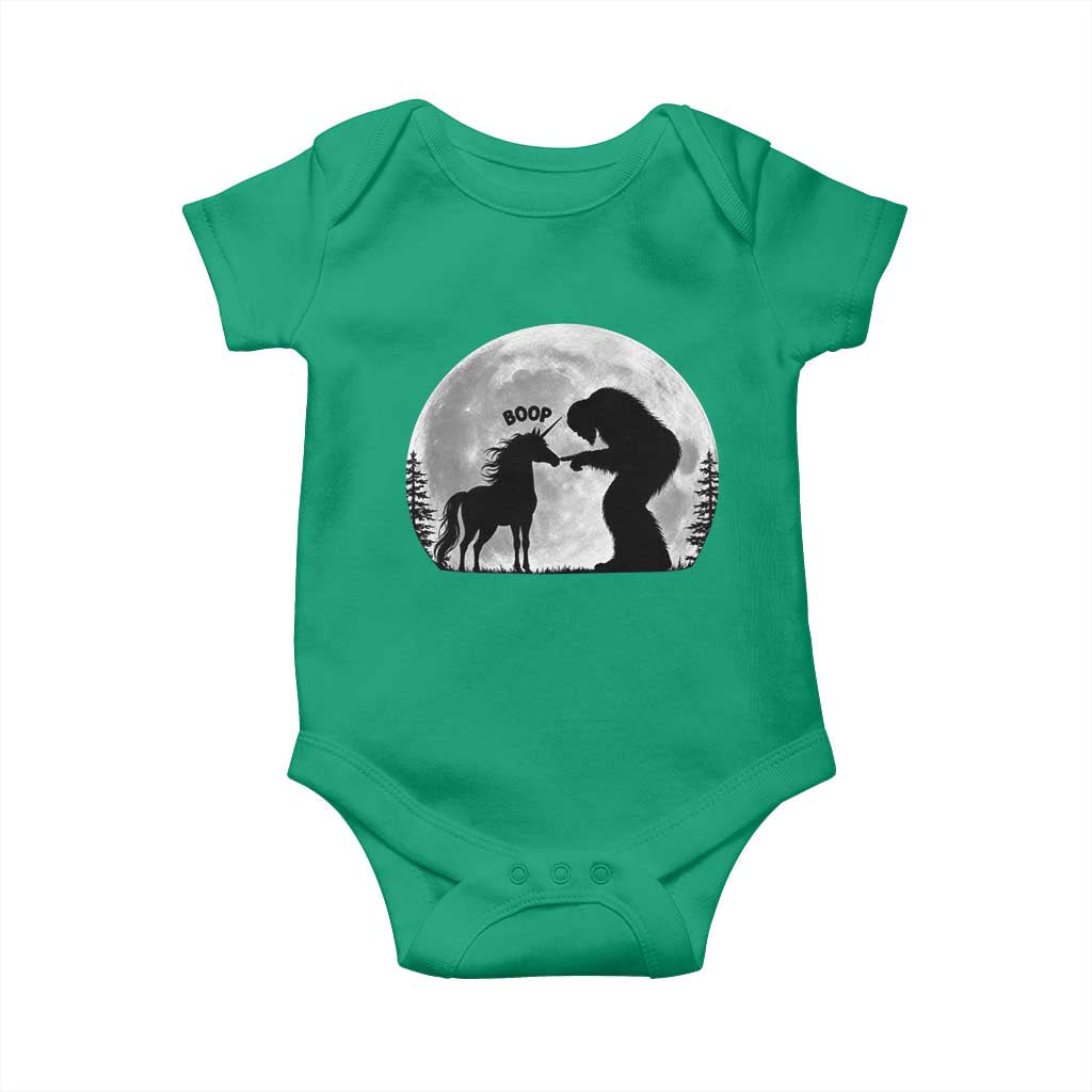 Bigfoot Boop Unicorn Baby Onesie Funny Sasquatch Full Moon Fantasy Forest Silhouette