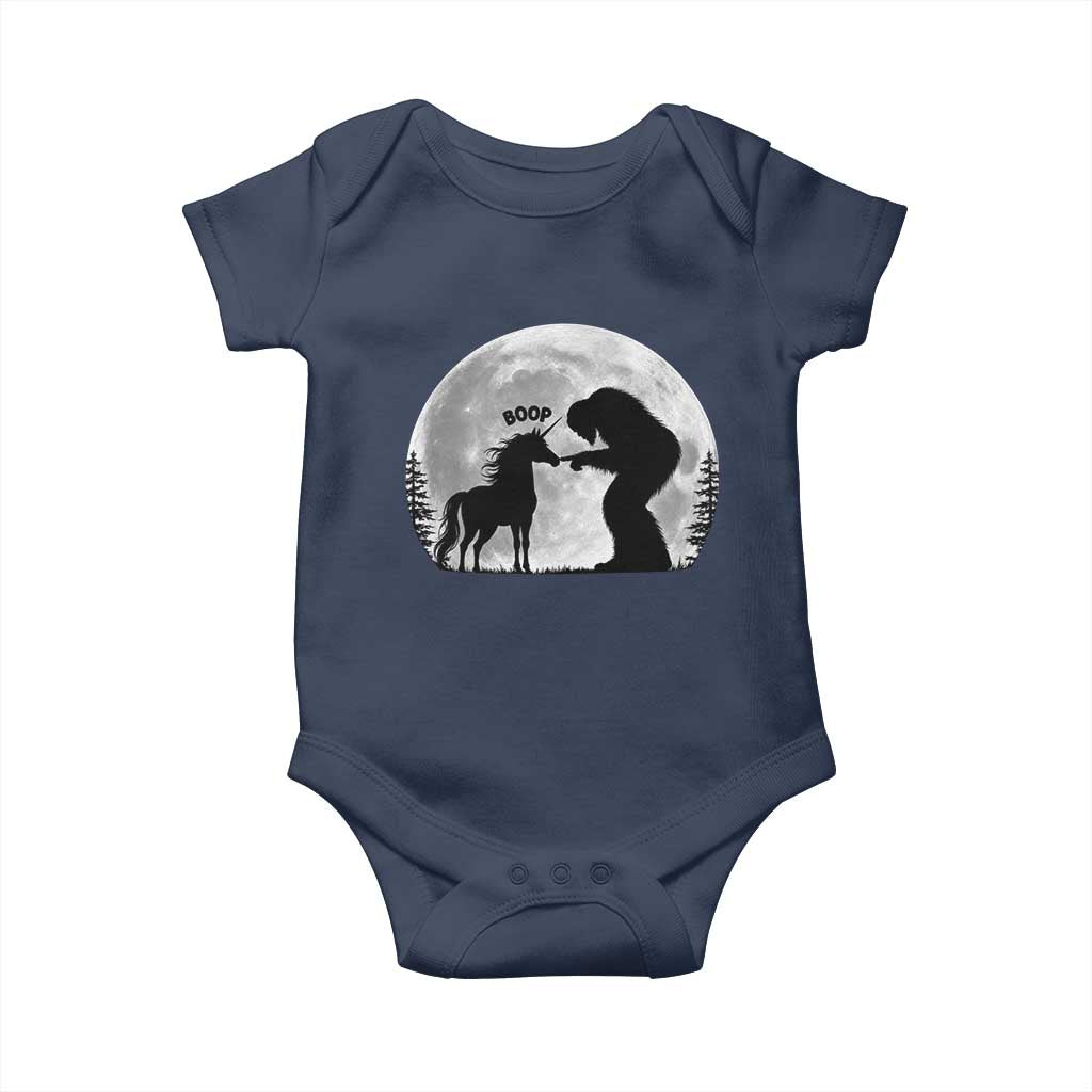 Bigfoot Boop Unicorn Baby Onesie Funny Sasquatch Full Moon Fantasy Forest Silhouette