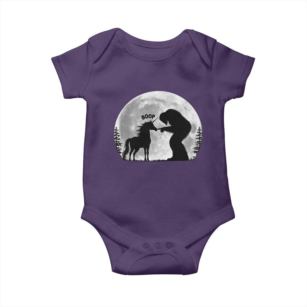 Bigfoot Boop Unicorn Baby Onesie Funny Sasquatch Full Moon Fantasy Forest Silhouette