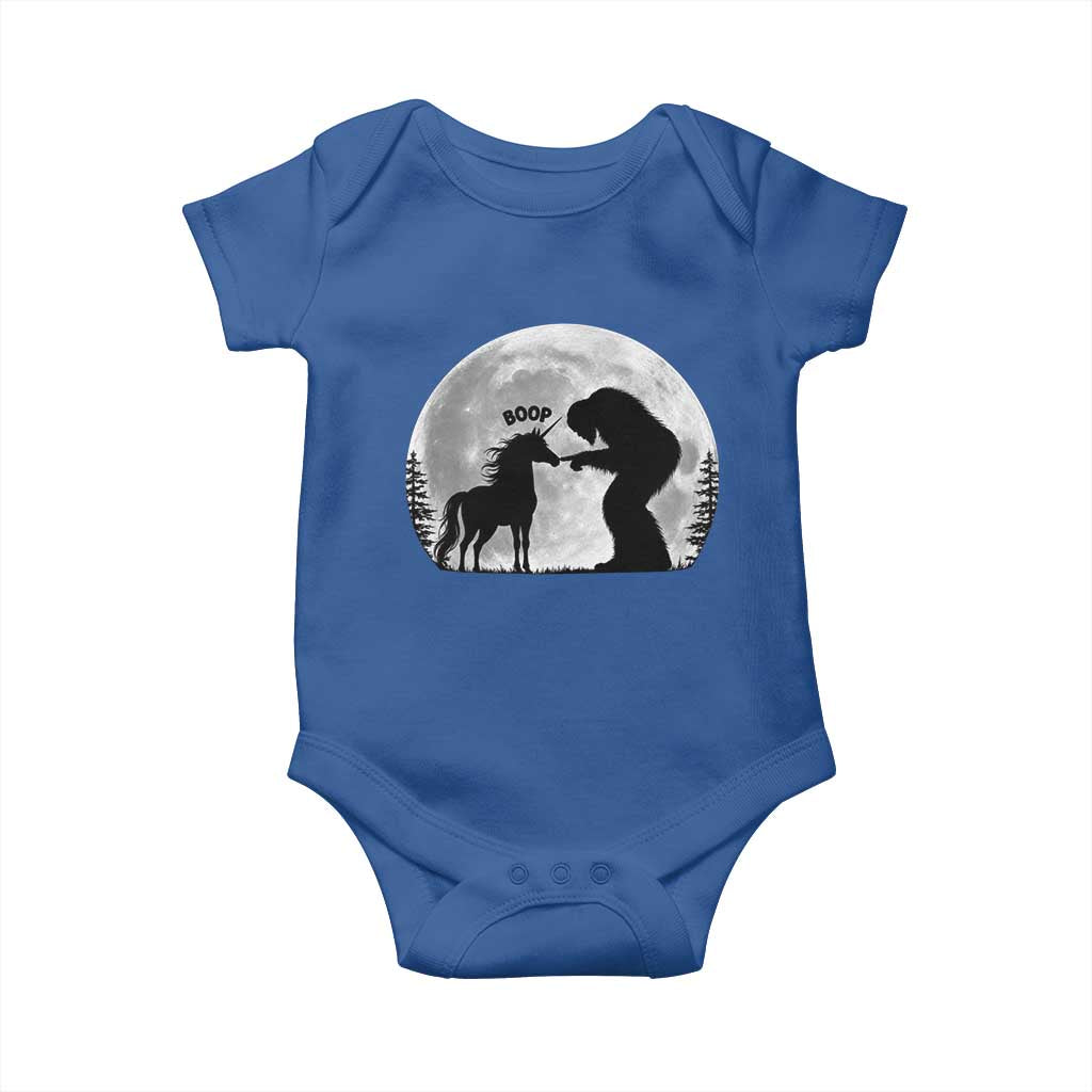 Bigfoot Boop Unicorn Baby Onesie Funny Sasquatch Full Moon Fantasy Forest Silhouette