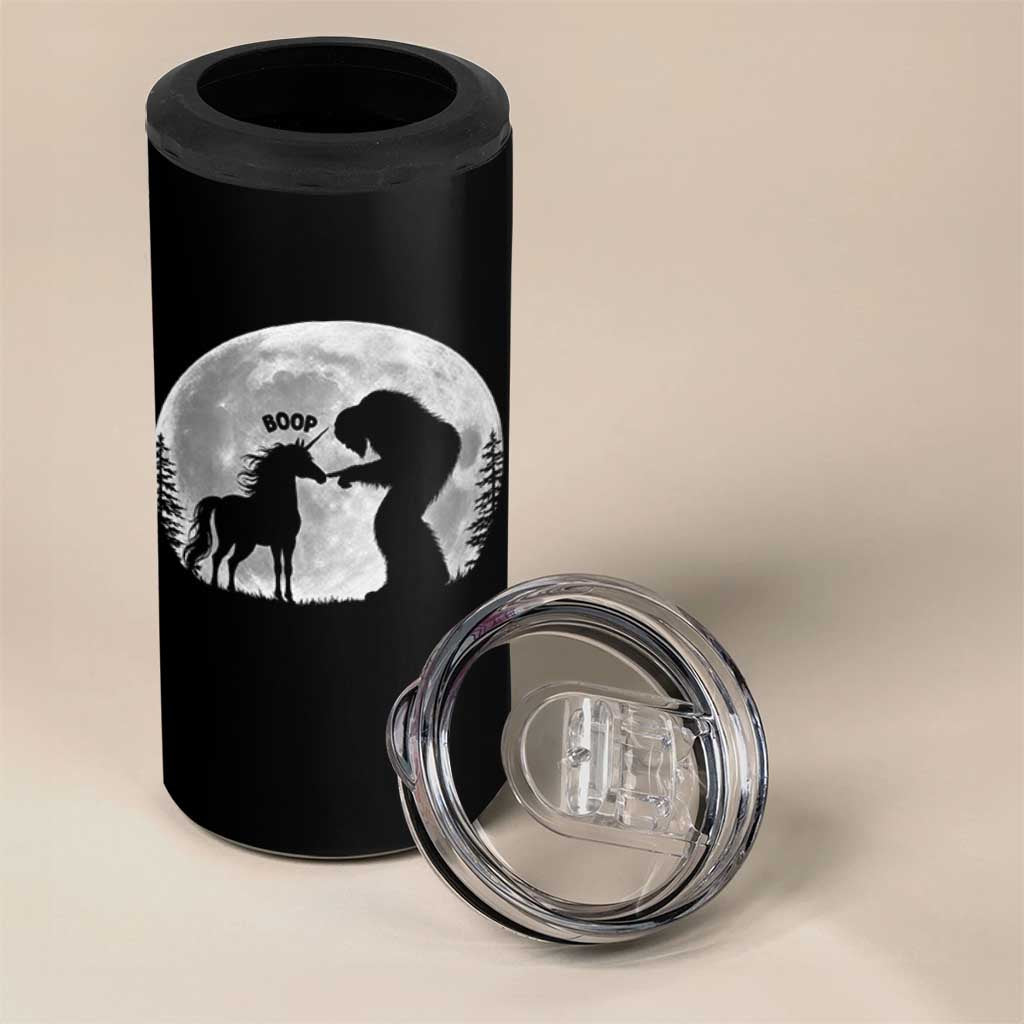 Bigfoot Boop Unicorn 4 in 1 Can Cooler Tumbler Funny Sasquatch Full Moon Fantasy Forest Silhouette