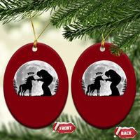 Bigfoot Boop Unicorn Ceramic Ornament Funny Sasquatch Full Moon Fantasy Forest Silhouette