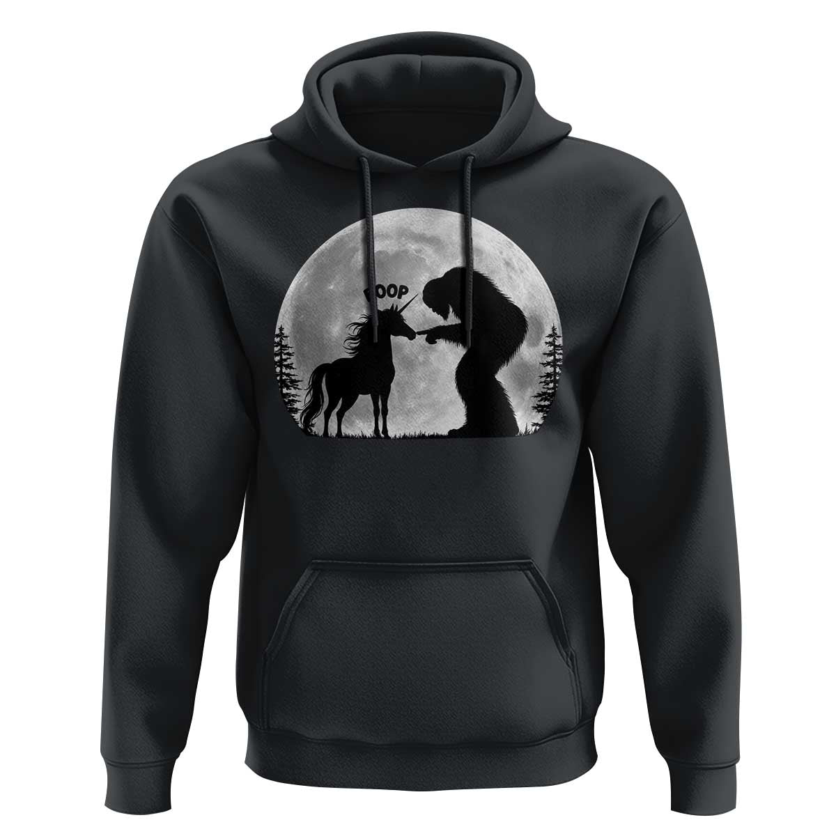 Bigfoot Boop Unicorn Hoodie Funny Sasquatch Full Moon Fantasy Forest Silhouette
