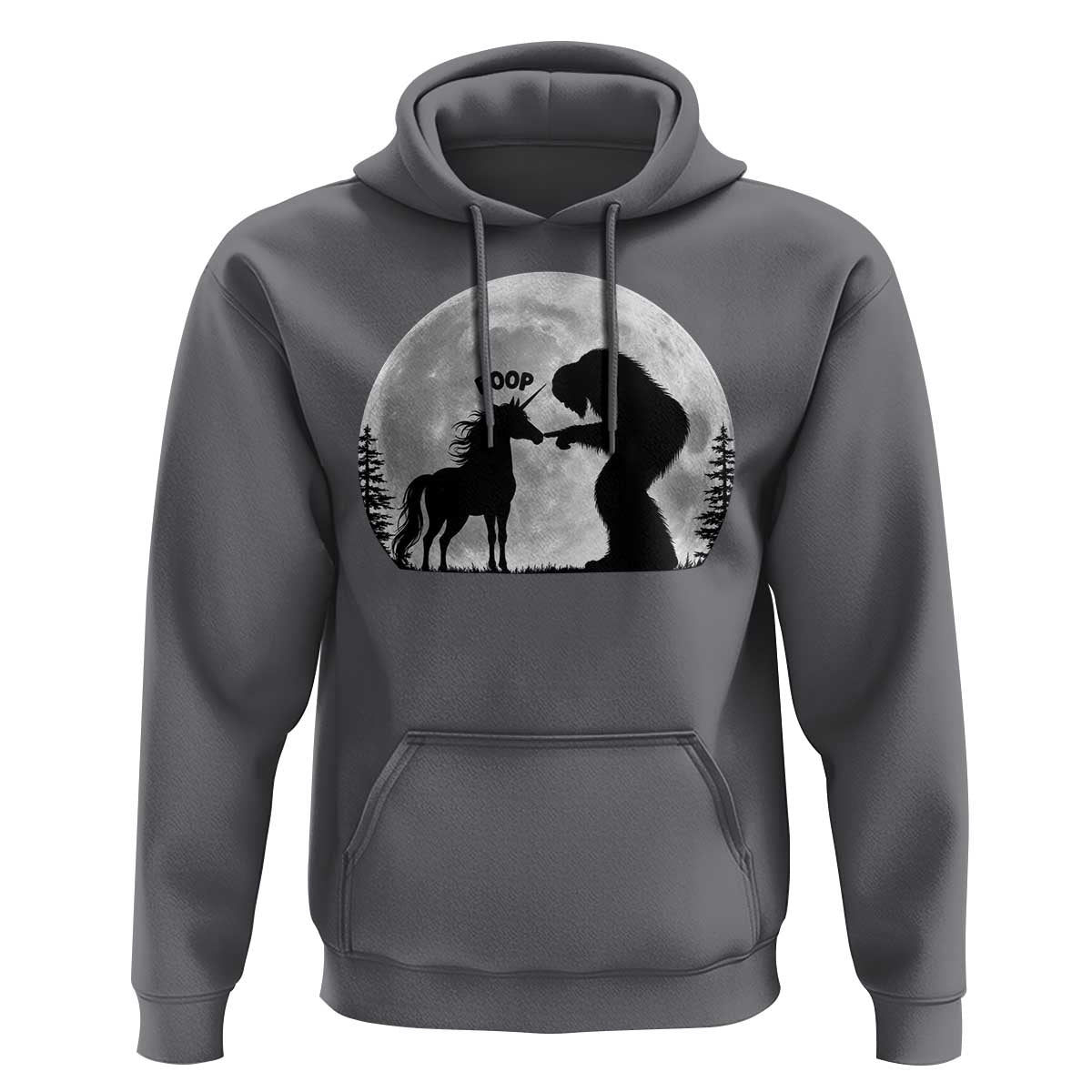Bigfoot Boop Unicorn Hoodie Funny Sasquatch Full Moon Fantasy Forest Silhouette