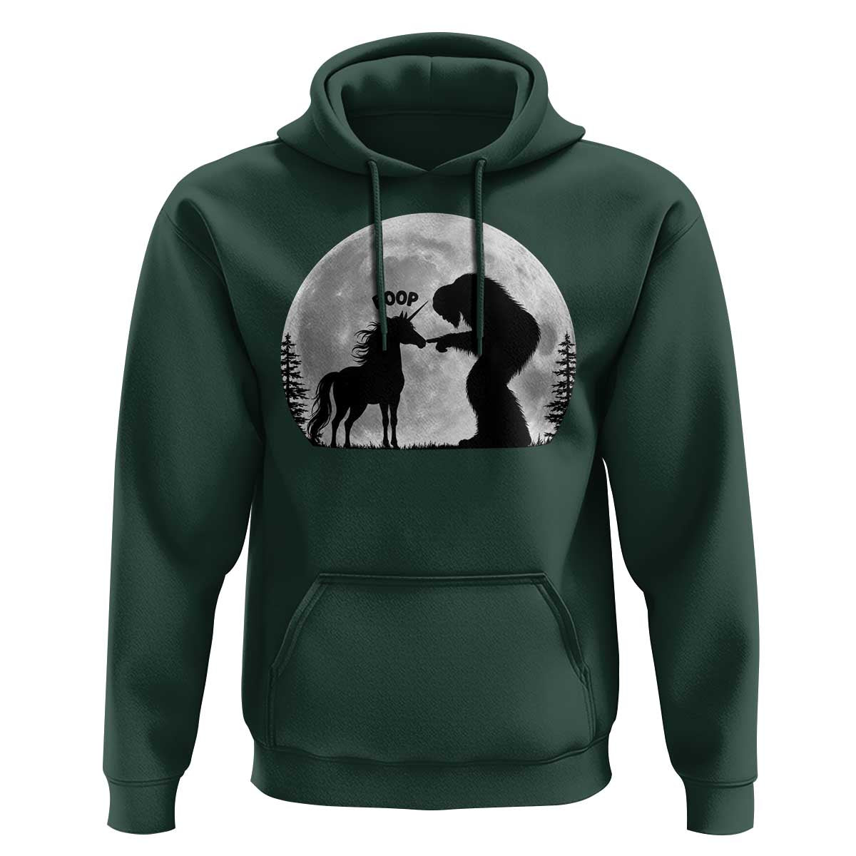 Bigfoot Boop Unicorn Hoodie Funny Sasquatch Full Moon Fantasy Forest Silhouette