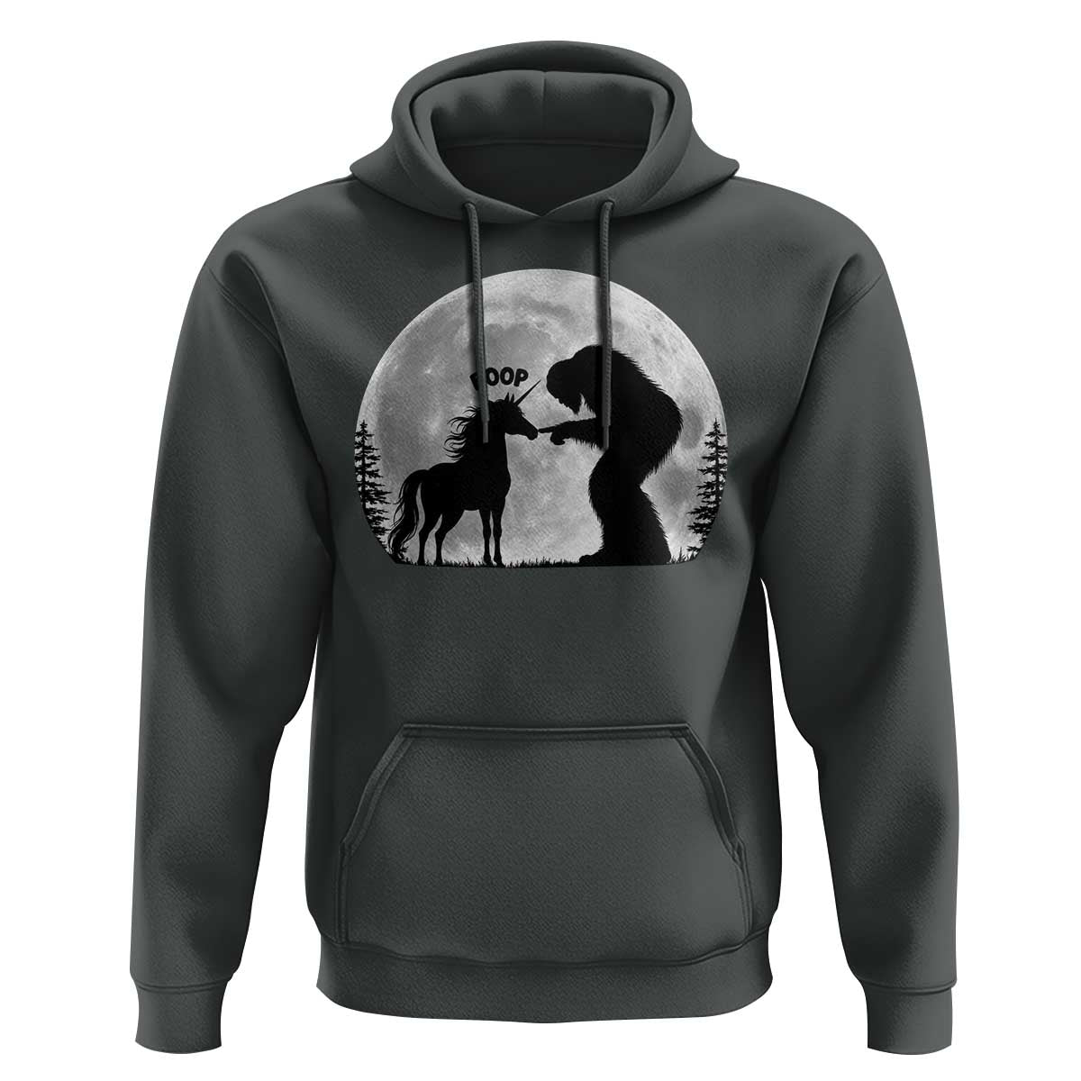 Bigfoot Boop Unicorn Hoodie Funny Sasquatch Full Moon Fantasy Forest Silhouette