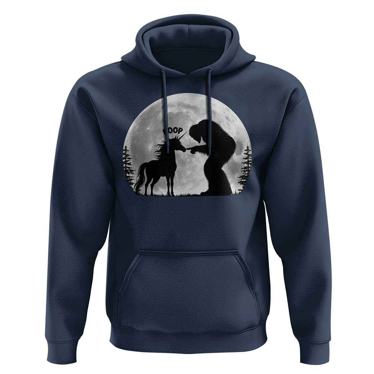 Bigfoot Boop Unicorn Hoodie Funny Sasquatch Full Moon Fantasy Forest Silhouette