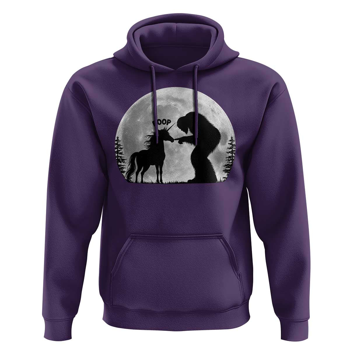 Bigfoot Boop Unicorn Hoodie Funny Sasquatch Full Moon Fantasy Forest Silhouette
