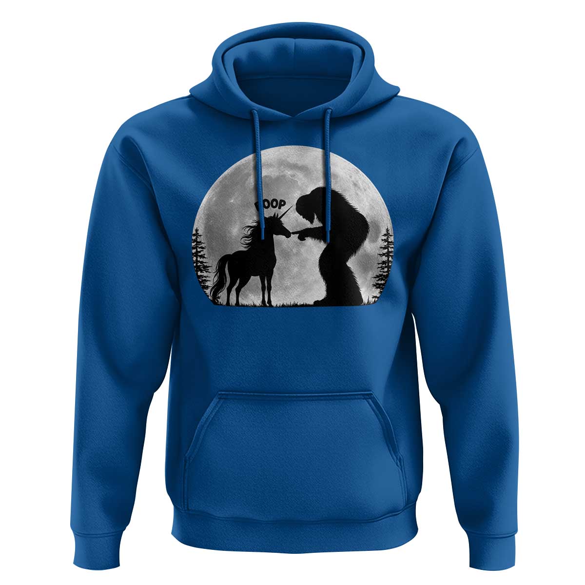 Bigfoot Boop Unicorn Hoodie Funny Sasquatch Full Moon Fantasy Forest Silhouette