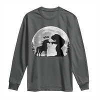 Bigfoot Boop Unicorn Long Sleeve Shirt Funny Sasquatch Full Moon Fantasy Forest Silhouette