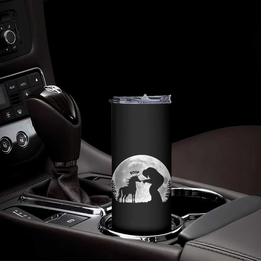 Bigfoot Boop Unicorn Skinny Tumbler Funny Sasquatch Full Moon Fantasy Forest Silhouette