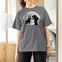 Bigfoot Boop Unicorn T Shirt For Women Funny Sasquatch Full Moon Fantasy Forest Silhouette