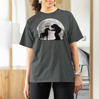 Bigfoot Boop Unicorn T Shirt For Women Funny Sasquatch Full Moon Fantasy Forest Silhouette