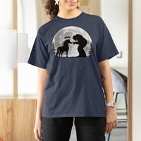 Bigfoot Boop Unicorn T Shirt For Women Funny Sasquatch Full Moon Fantasy Forest Silhouette