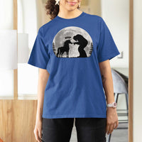 Bigfoot Boop Unicorn T Shirt For Women Funny Sasquatch Full Moon Fantasy Forest Silhouette