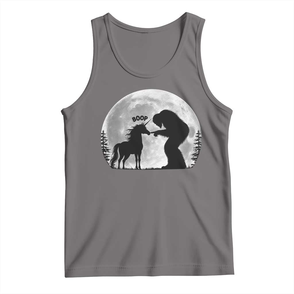 Bigfoot Boop Unicorn Tank Top Funny Sasquatch Full Moon Fantasy Forest Silhouette