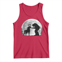 Bigfoot Boop Unicorn Tank Top Funny Sasquatch Full Moon Fantasy Forest Silhouette