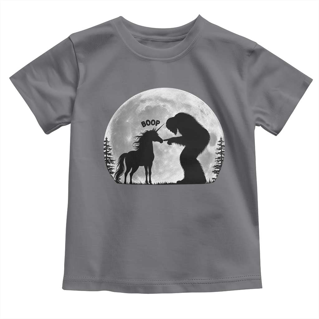 Bigfoot Boop Unicorn Toddler T Shirt Funny Sasquatch Full Moon Fantasy Forest Silhouette