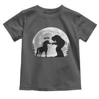 Bigfoot Boop Unicorn Toddler T Shirt Funny Sasquatch Full Moon Fantasy Forest Silhouette