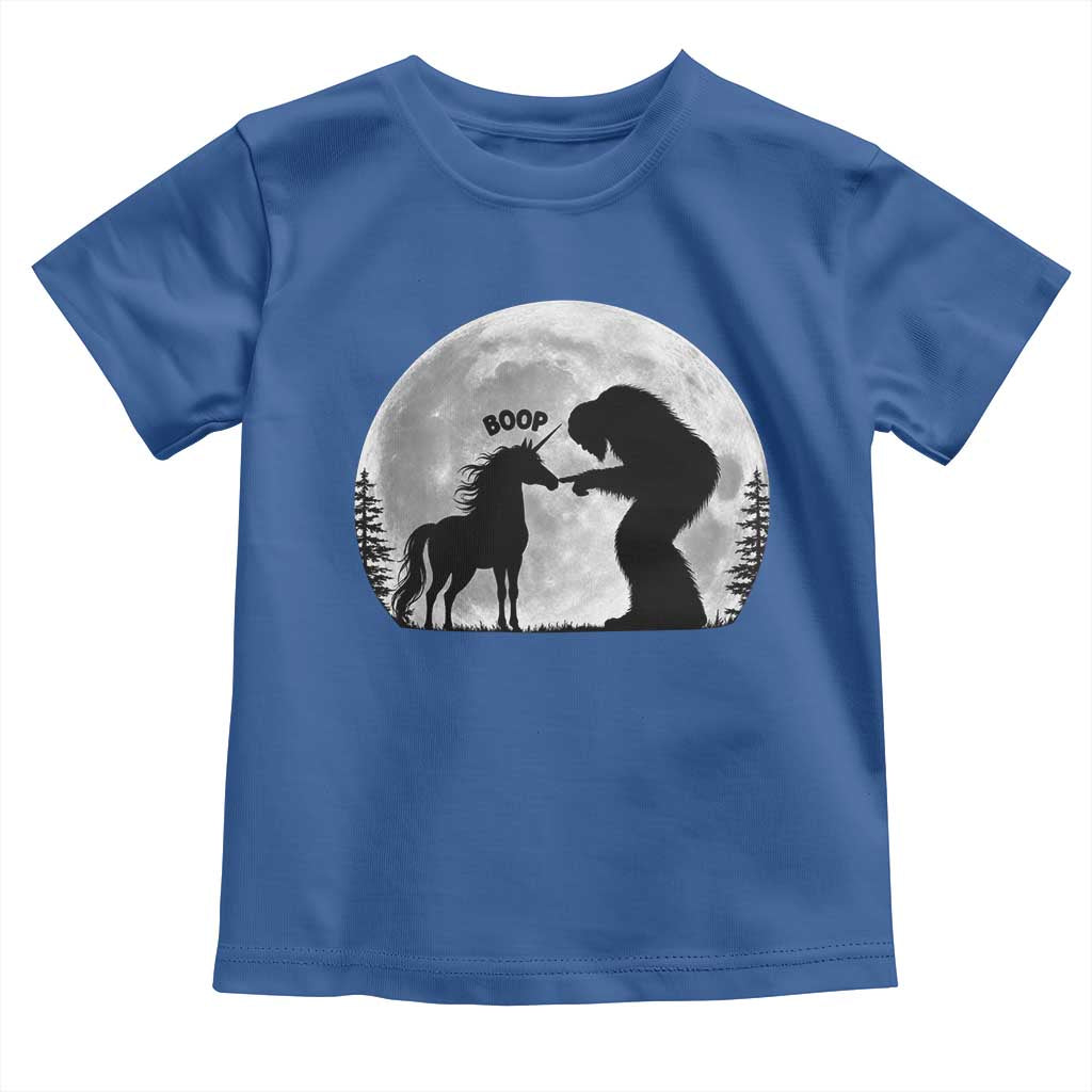 Bigfoot Boop Unicorn Toddler T Shirt Funny Sasquatch Full Moon Fantasy Forest Silhouette