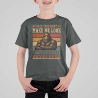 Does This Make Me Look Professionally Developed Funny Bigfoot T Shirt For Kid Sasquatch Retro Humor