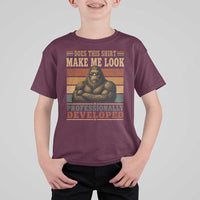 Does This Make Me Look Professionally Developed Funny Bigfoot T Shirt For Kid Sasquatch Retro Humor