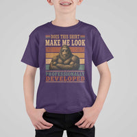 Does This Make Me Look Professionally Developed Funny Bigfoot T Shirt For Kid Sasquatch Retro Humor