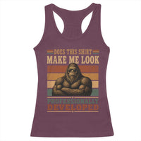 Does This Make Me Look Professionally Developed Funny Bigfoot Racerback Tank Top Sasquatch Retro Humor