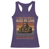 Does This Make Me Look Professionally Developed Funny Bigfoot Racerback Tank Top Sasquatch Retro Humor