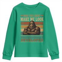 Does This Make Me Look Professionally Developed Funny Bigfoot Youth Sweatshirt Sasquatch Retro Humor