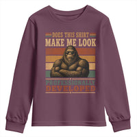 Does This Make Me Look Professionally Developed Funny Bigfoot Youth Sweatshirt Sasquatch Retro Humor
