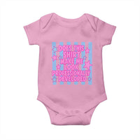Does This Make Me Look Professionally Developed Baby Onesie Funny Retro Groovy Pink Graphic