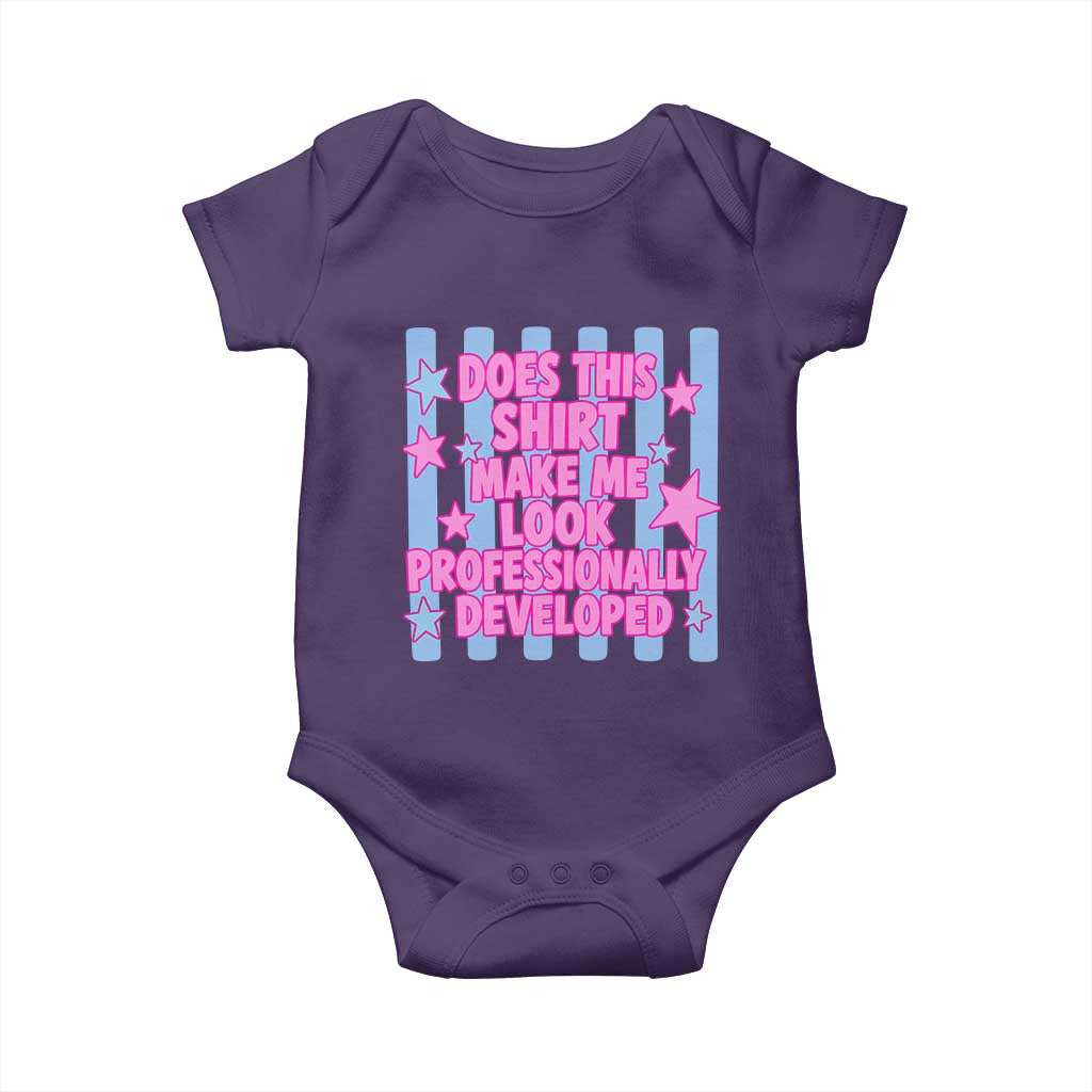 Does This Make Me Look Professionally Developed Baby Onesie Funny Retro Groovy Pink Graphic