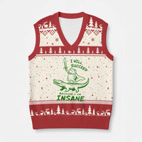 I Will Succeed Because I Am Insane Frog Crocodile V-Neck Knit Sweater Vest