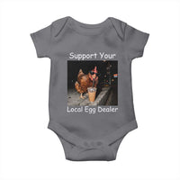 Support Local Dealer Chicken Farmer Baby Onesie Funny Animal Graphic Chicken Drinking Iced Coffee