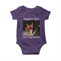 Support Local Dealer Chicken Farmer Baby Onesie Funny Animal Graphic Chicken Drinking Iced Coffee