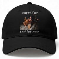 Support Local Dealer Chicken Farmer Baseball Cap Funny Animal Graphic Chicken Drinking Iced Coffee