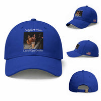 Support Local Dealer Chicken Farmer Baseball Cap Funny Animal Graphic Chicken Drinking Iced Coffee