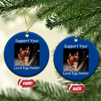 Support Local Dealer Chicken Farmer Ceramic Ornament Funny Animal Graphic Chicken Drinking Iced Coffee