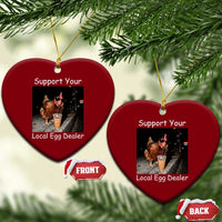 Support Local Dealer Chicken Farmer Ceramic Ornament Funny Animal Graphic Chicken Drinking Iced Coffee