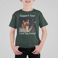 Support Local Dealer Chicken Farmer T Shirt For Kid Funny Animal Graphic Chicken Drinking Iced Coffee