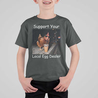 Support Local Dealer Chicken Farmer T Shirt For Kid Funny Animal Graphic Chicken Drinking Iced Coffee