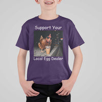 Support Local Dealer Chicken Farmer T Shirt For Kid Funny Animal Graphic Chicken Drinking Iced Coffee